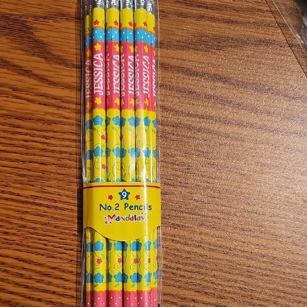 "JESSICA" Yellow and Pink No.2 Pencils NEW